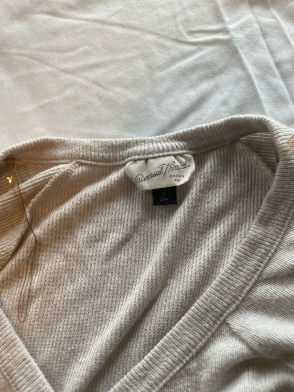 Universal Thread Cream Ribbed Henley Pullover - Picture 3 of 3